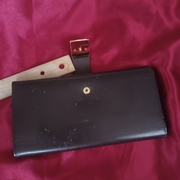Yves Saint laurent Dark brown leather gold tone hardware long large ysl wallet - Picture 6 of 14